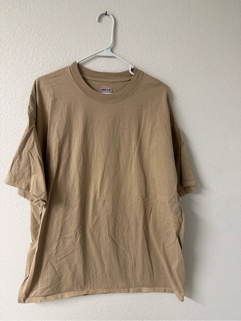 Hanes Beefy-T Men's Tan Cotton Crewneck Sweate